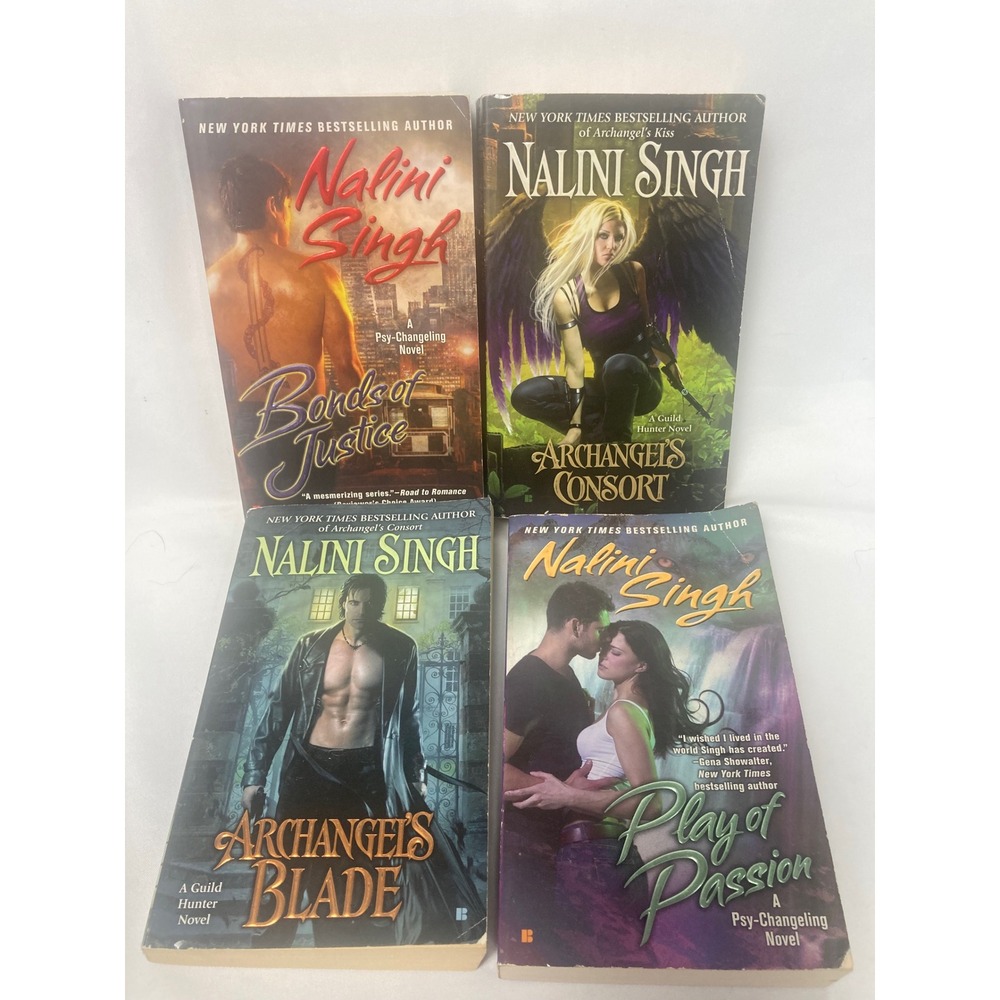 Nalini Singh 4 Book Lot Psy-Changeling Guild Hunter Paranormal Romance